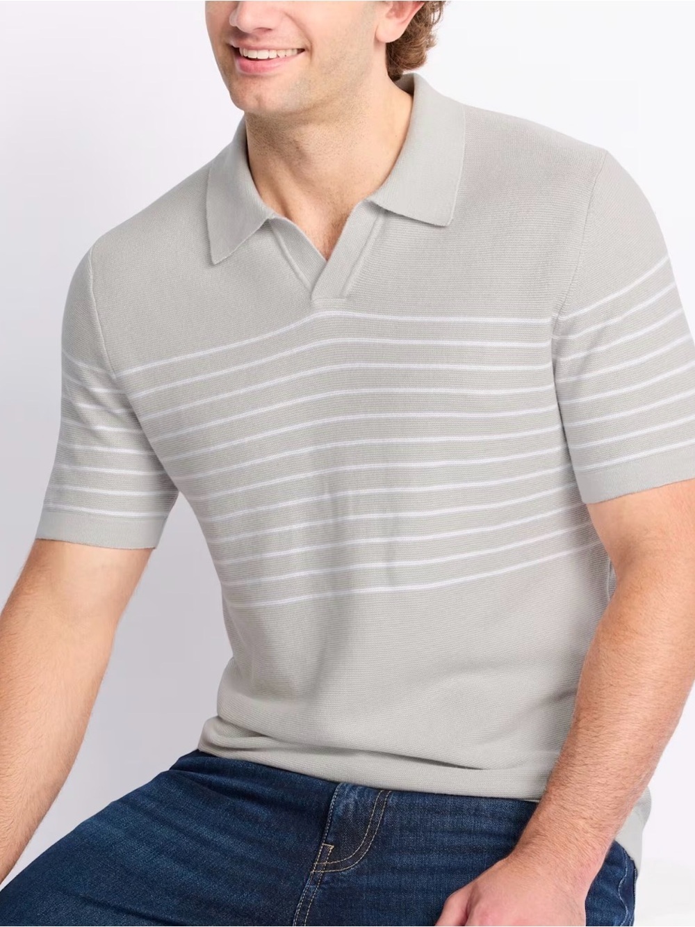 The Commons Chest Stripe Johnny Collar Sweater Polo Green XXL NWT STITCH FIX